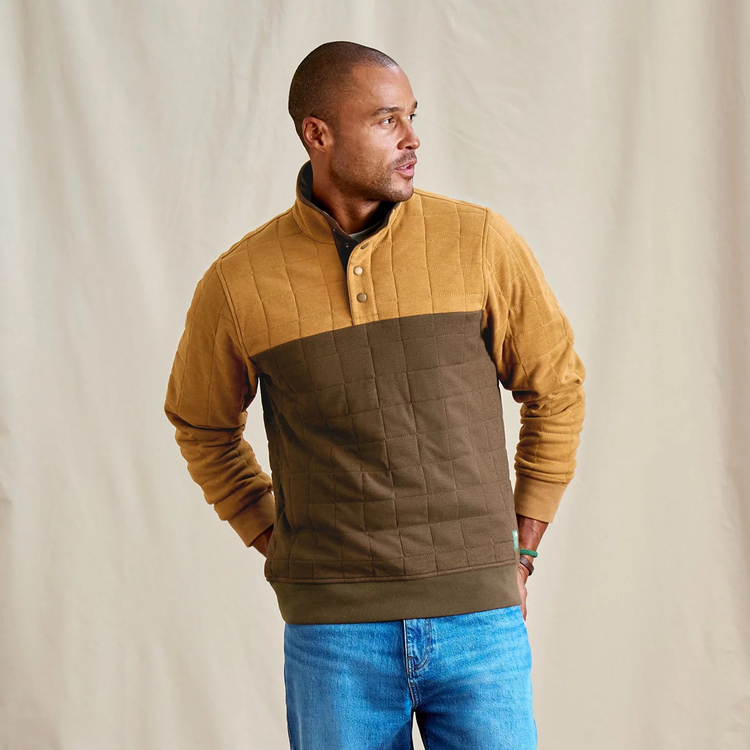 Orvis Popular Choice - Men's Battenkill Colorblock Quilted 1/4-Snap Sweatshirt