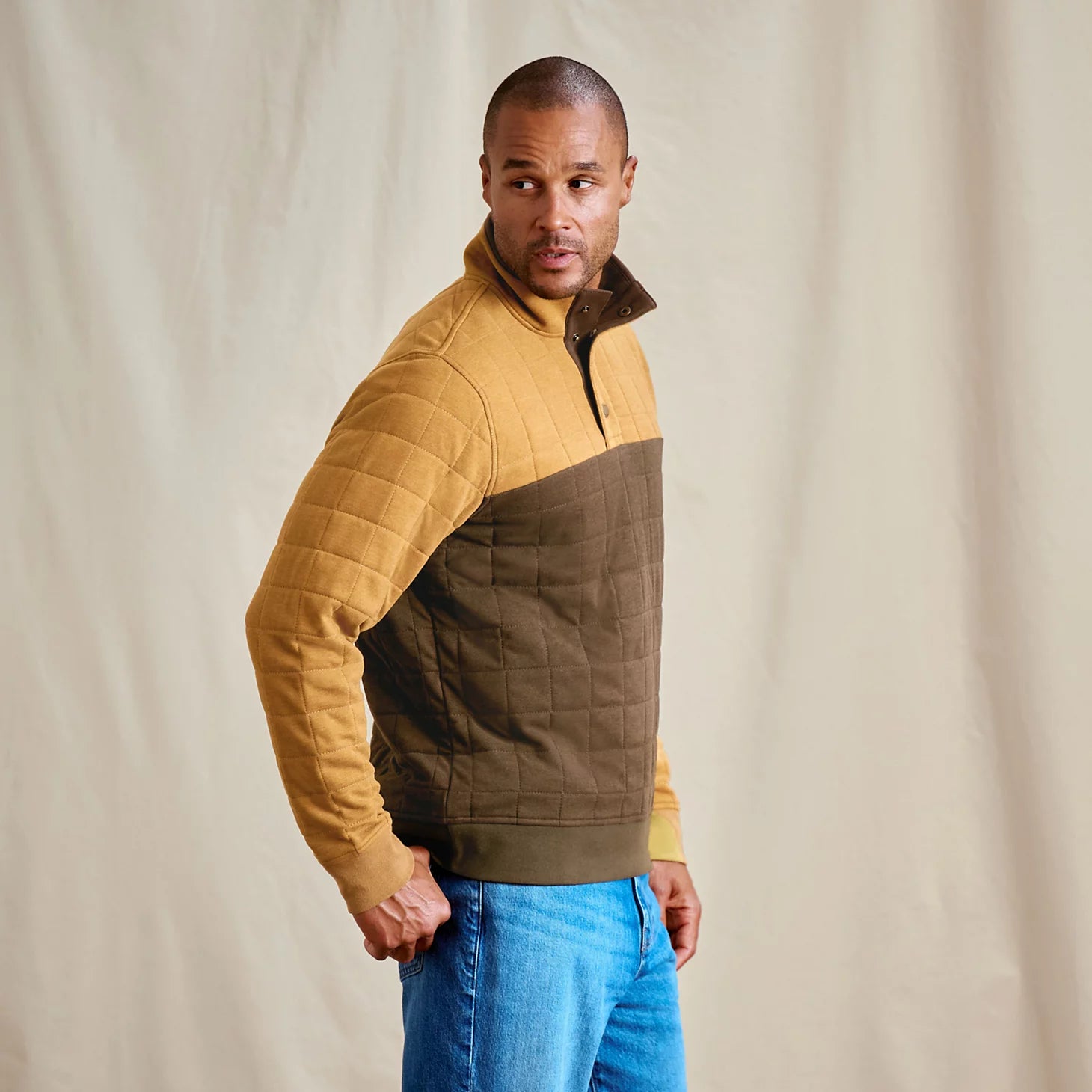 Orvis Popular Choice - Men's Battenkill Colorblock Quilted 1/4-Snap Sweatshirt