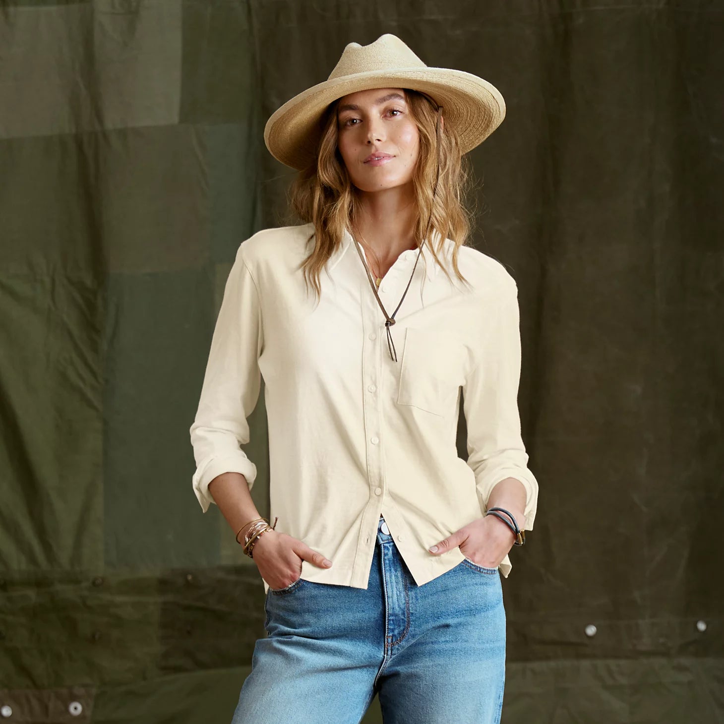 Orvis Budget Friendly - Women's Bromley Knit Button-Down Long-Sleeve Shirt