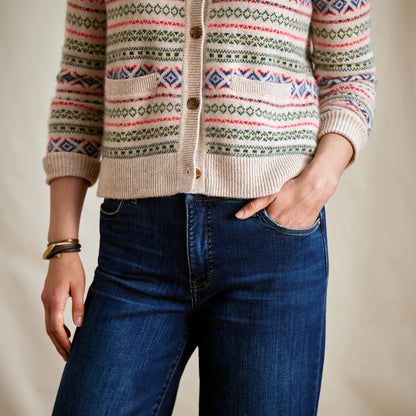 Orvis Affordable - Fair Isle Patterned Brushed Cashmere Cardigan