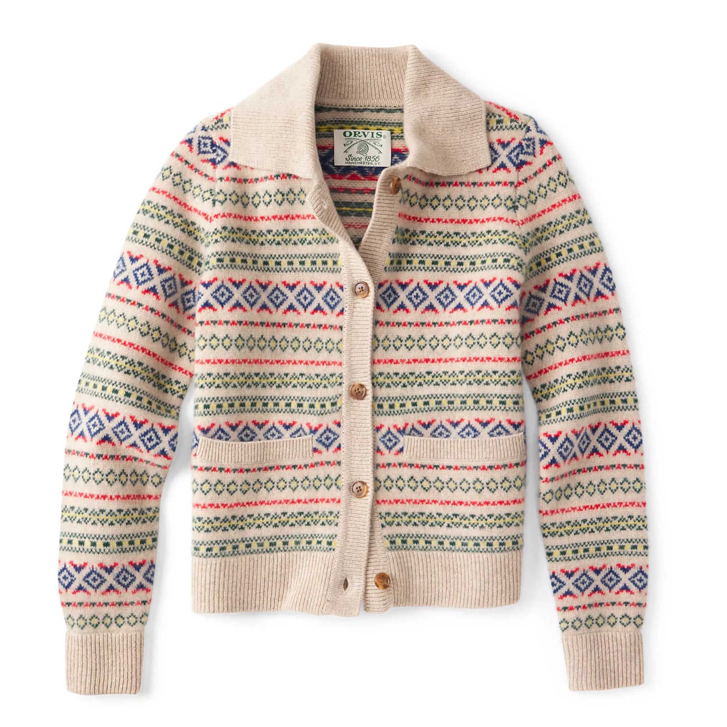 Orvis Affordable - Fair Isle Patterned Brushed Cashmere Cardigan