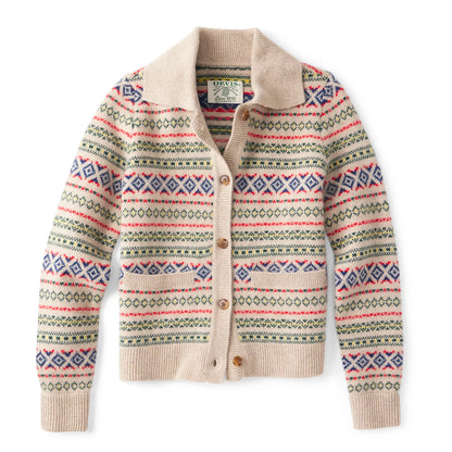 Orvis Affordable - Fair Isle Patterned Brushed Cashmere Cardigan